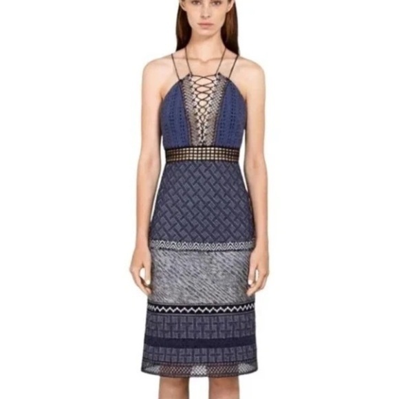 Johnathon Simkhai- Blue Halter Dress- Midi length- 2 - Picture 1 of 8
